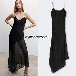 Mango - Camille Asymmetric Slip Dress, size 6